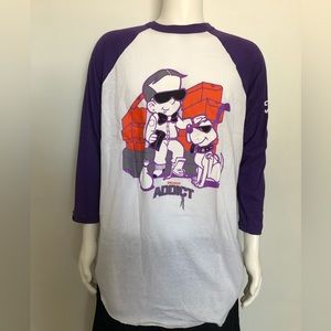 Filthy Dipped Sneaker Addict Design White & Purple Baseball Tee